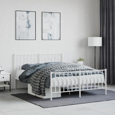 Berkfield Metal Bed Frame Without Mattress With Footboard White 140X190Cm - image 1