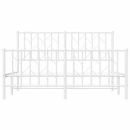 Berkfield Metal Bed Frame Without Mattress With Footboard White 140X190Cm - thumbnail 5