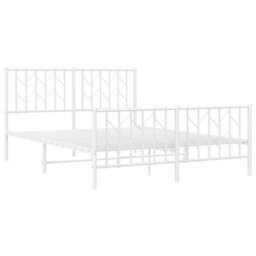 Berkfield Metal Bed Frame Without Mattress With Footboard White 140X190Cm - thumbnail 4