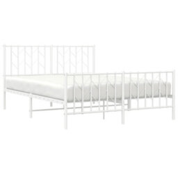 Berkfield Metal Bed Frame Without Mattress With Footboard White 140X190Cm - thumbnail 3