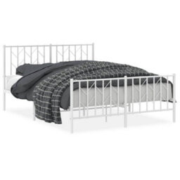 Berkfield Metal Bed Frame Without Mattress With Footboard White 140X190Cm - thumbnail 2