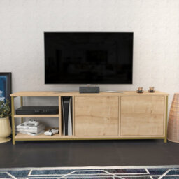 Decorotika Primrose Tv Stand Tv Unit For Tv's Up To 72 Inch Gold And Oak
