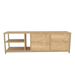 Decorotika Primrose Tv Stand Tv Unit For Tv's Up To 72 Inch Gold And Oak - thumbnail 4