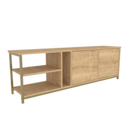 Decorotika Primrose Tv Stand Tv Unit For Tv's Up To 72 Inch Gold And Oak - thumbnail 5
