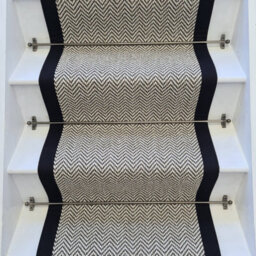 RainbowHome Herringbone Java Stair Runner With 100% Cotton Black Border Sample