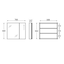 Homestylestore 760 X 660mm Wall Mounted Mirrored Door Bathroom Cabinet - thumbnail 2