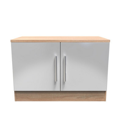 Trent Low 2 Door Sideboard In Grey & Bardolino Oak (Ready Assembled) - image 1