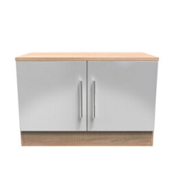 Trent Low 2 Door Sideboard In Grey & Bardolino Oak (Ready Assembled) - thumbnail 1