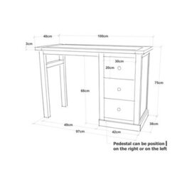 Cabinet Bits Lucca 3 Drawer Dressing Table Set Brass Knob - thumbnail 9