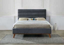 Save On Goods UK 5Ft King Size Grey Soft Velvet Fabric Upholstered Bed Frame Bedstead Dark Grey - thumbnail 2