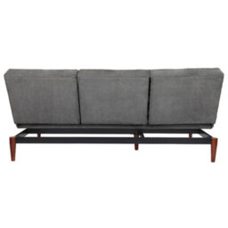 Living And Home Grey 3 Seater Faux Suede Sofa Bed Convertible Chaise Lounge Couch With Wood Legs - thumbnail 5