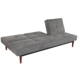 Living And Home Grey 3 Seater Faux Suede Sofa Bed Convertible Chaise Lounge Couch With Wood Legs - thumbnail 3