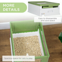 Pawhut Hooded Cat Litter Box, Pet Toilet W/ Scoop, Tray - Light Green - thumbnail 7