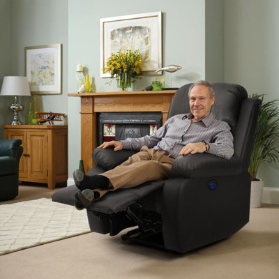 Comfy Living Pu Leather Electric Reclining Chair In Black