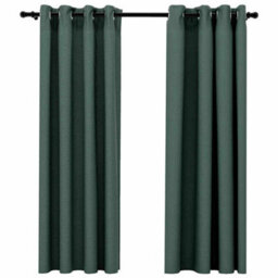Berkfield Premium Linen-Look Blackout Curtains With Grommets 2Pcs Green 140X175Cm