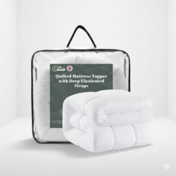 MHG Living Quilted Mattress Topper - 1200Gsm Microfiber Comfort Layer With Elasticated Corner Straps - Double