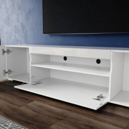 180Cm Modern High Gloss Tv Unit Cabinet Stand White Storage Door With Led Lights - thumbnail 3