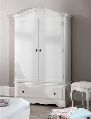 Statement Furniture Romance Double Wardrobe With Drawer - Antique White - image 1