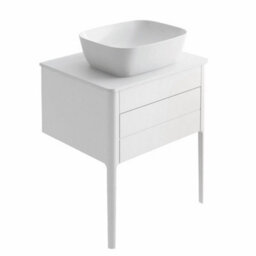 Plum&clay Sutton White Floor Standing Bathroom Vanity Unit With Ceramic Worktop (W)630mm (H)700mm - thumbnail 1