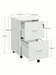 Songmics 2-Drawer File Cabinet, Locking Filing Cabinet For Home Office, Small Rolling File Cabinet, Printer Stand - thumbnail 5