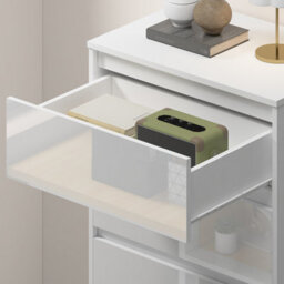 Harmin Handleless High Gloss 4 Drawer White Chest Of Drawers - H99Cm X W40Cm - thumbnail 4