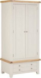 Seconique Windsor 2 Door 1 Drawer Wardrobe Ivory With Oak Trim Part Assembled - thumbnail 2
