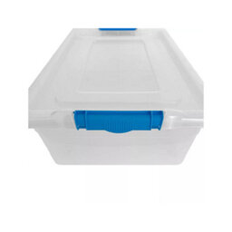 Set Of 3  50L Clear Plastic Storage Boxes With Blue Clip Lids  Stackable, Durable And Ideal For Home, Office Or Garage Use - thumbnail 3