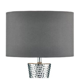 Xample Bokara Hammered Silver Ceramic Table Lamp With Grey Satin Shade E27 Bulb Modern Metallic Glazed Finish Lighting - thumbnail 5