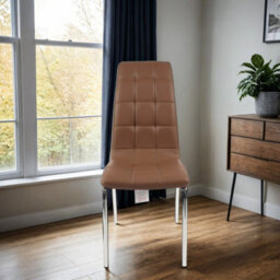 6X Eterno Faux Leather Luxurious Cappuccino Dining Chairs With Silver Legs - thumbnail 2