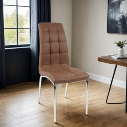 6X Eterno Faux Leather Luxurious Cappuccino Dining Chairs With Silver Legs - thumbnail 1