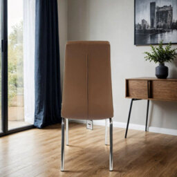 6X Eterno Faux Leather Luxurious Cappuccino Dining Chairs With Silver Legs - thumbnail 4