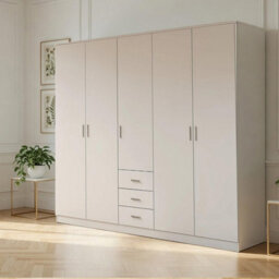 Venice White 5 Door Wardrobe With 3 Drawers - thumbnail 1