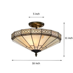 BELOFAY Mission Tiffany Ceiling Light, Stained Glass Handmade Uplighter Shade Ceiling Light For Living Room - thumbnail 4