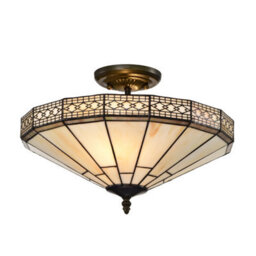 BELOFAY Mission Tiffany Ceiling Light, Stained Glass Handmade Uplighter Shade Ceiling Light For Living Room - thumbnail 1