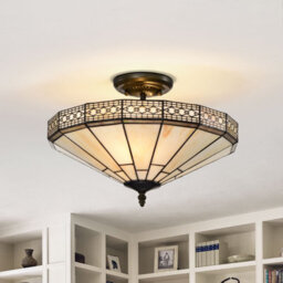 BELOFAY Mission Tiffany Ceiling Light, Stained Glass Handmade Uplighter Shade Ceiling Light For Living Room - thumbnail 2