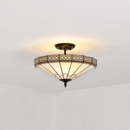 BELOFAY Mission Tiffany Ceiling Light, Stained Glass Handmade Uplighter Shade Ceiling Light For Living Room - thumbnail 3