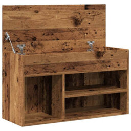 Berkfield Shoe Bench Old Wood 80X30X45 Cm Engineered Wood - thumbnail 7