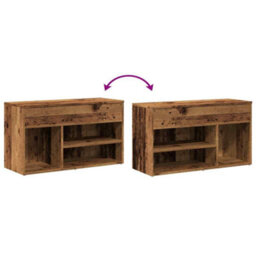 Berkfield Shoe Bench Old Wood 80X30X45 Cm Engineered Wood - thumbnail 8