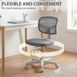 Dark Grey Office Chair Without Arms, Ergonomic Swivel Mesh Desk Chair - thumbnail 5