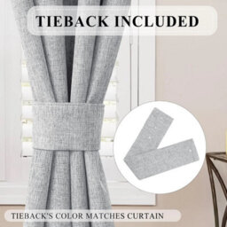 Ameha Silver Linen 100%blackout Eyelet Curtain Energy Efficient Thermal Insulated Ready Made For Living Room Curtains 90''x90'' - thumbnail 7