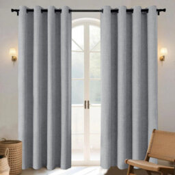 Ameha Silver Linen 100%blackout Eyelet Curtain Energy Efficient Thermal Insulated Ready Made For Living Room Curtains 90''x90'' - thumbnail 3