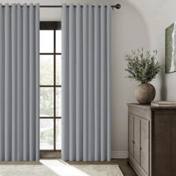 Ameha Silver Linen 100%blackout Eyelet Curtain Energy Efficient Thermal Insulated Ready Made For Living Room Curtains 90''x90''