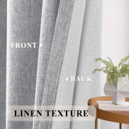 Ameha Silver Linen 100%blackout Eyelet Curtain Energy Efficient Thermal Insulated Ready Made For Living Room Curtains 90''x90'' - thumbnail 8