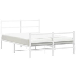 Berkfield Metal Bed Frame Without Mattress With Footboard White 140X200Cm - thumbnail 4
