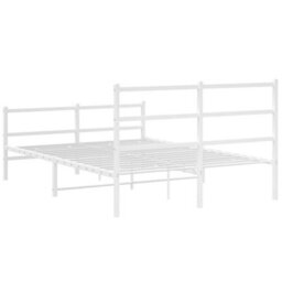 Berkfield Metal Bed Frame Without Mattress With Footboard White 140X200Cm - thumbnail 7