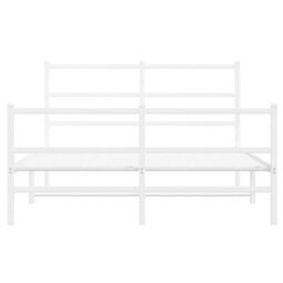 Berkfield Metal Bed Frame Without Mattress With Footboard White 140X200Cm - thumbnail 5