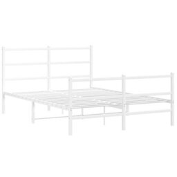 Berkfield Metal Bed Frame Without Mattress With Footboard White 140X200Cm - thumbnail 3