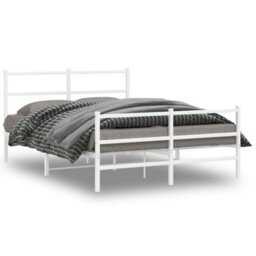 Berkfield Metal Bed Frame Without Mattress With Footboard White 140X200Cm - thumbnail 2