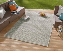 The Rugs Raute Diamond Rug Indoor Outdoor Polypropylene Weatherproof Durable In Cream - thumbnail 6