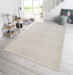 The Rugs Raute Diamond Rug Indoor Outdoor Polypropylene Weatherproof Durable In Cream - thumbnail 5